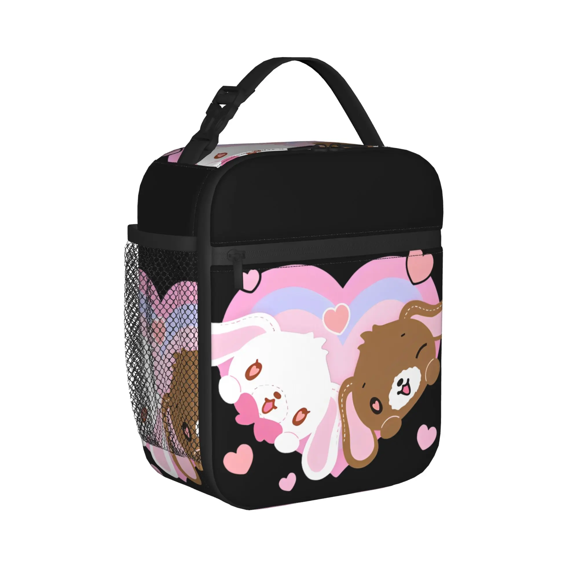 

Sugarbunnies Love Insulated Lunch Bag Portable Kawaii Cartoon Meal Container Cooler Bag Lunch Box Tote Office Travel Food Bag