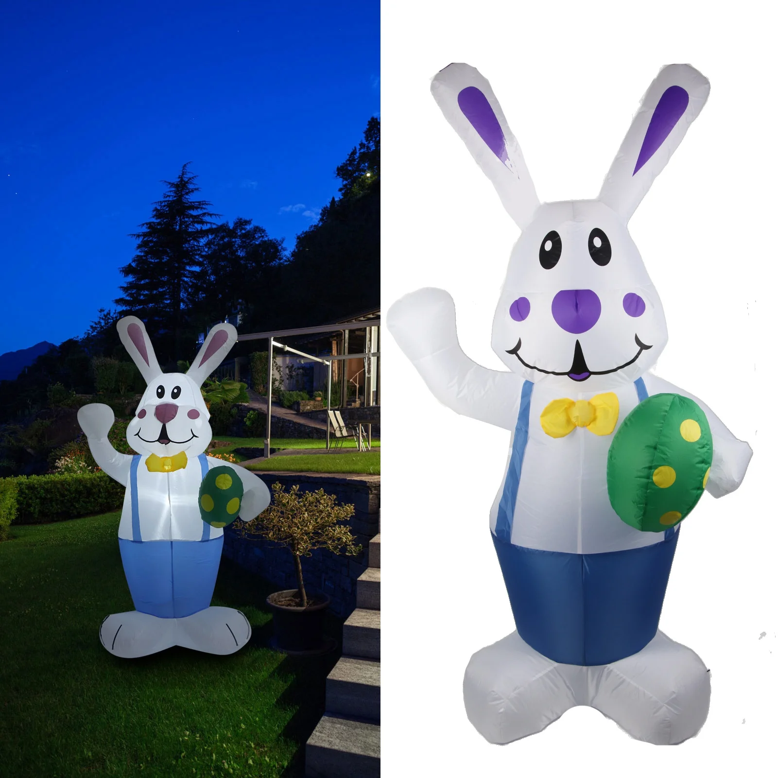 

6.5FT High Easter Blue Bunny Holding Easter Egg Inflatable Yard Decoration Giant Bunny with LED Lights for Holiday Party IP44