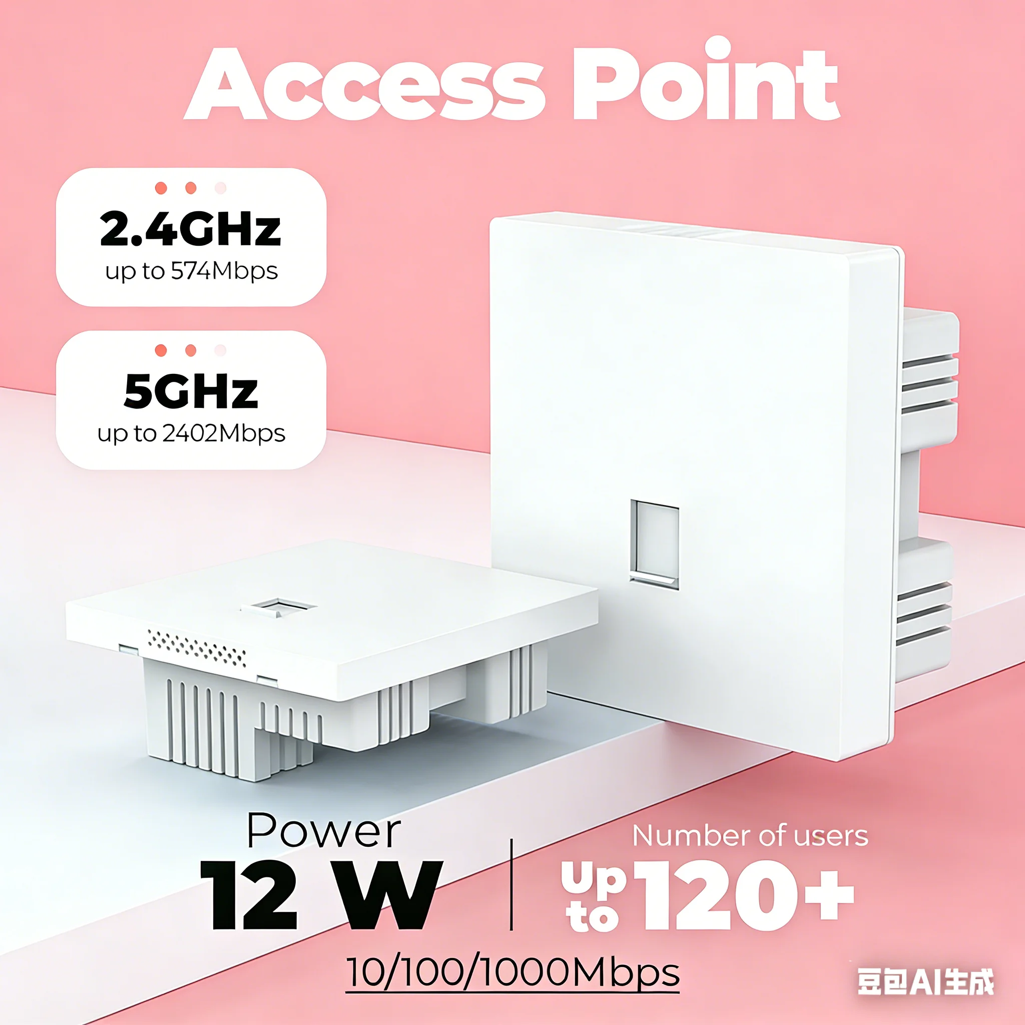

Lintratek WiFi 6 Wall Panel AP Extender Dual WAN LAN Port Indoor High Speed Wireless Access Point for Home Office