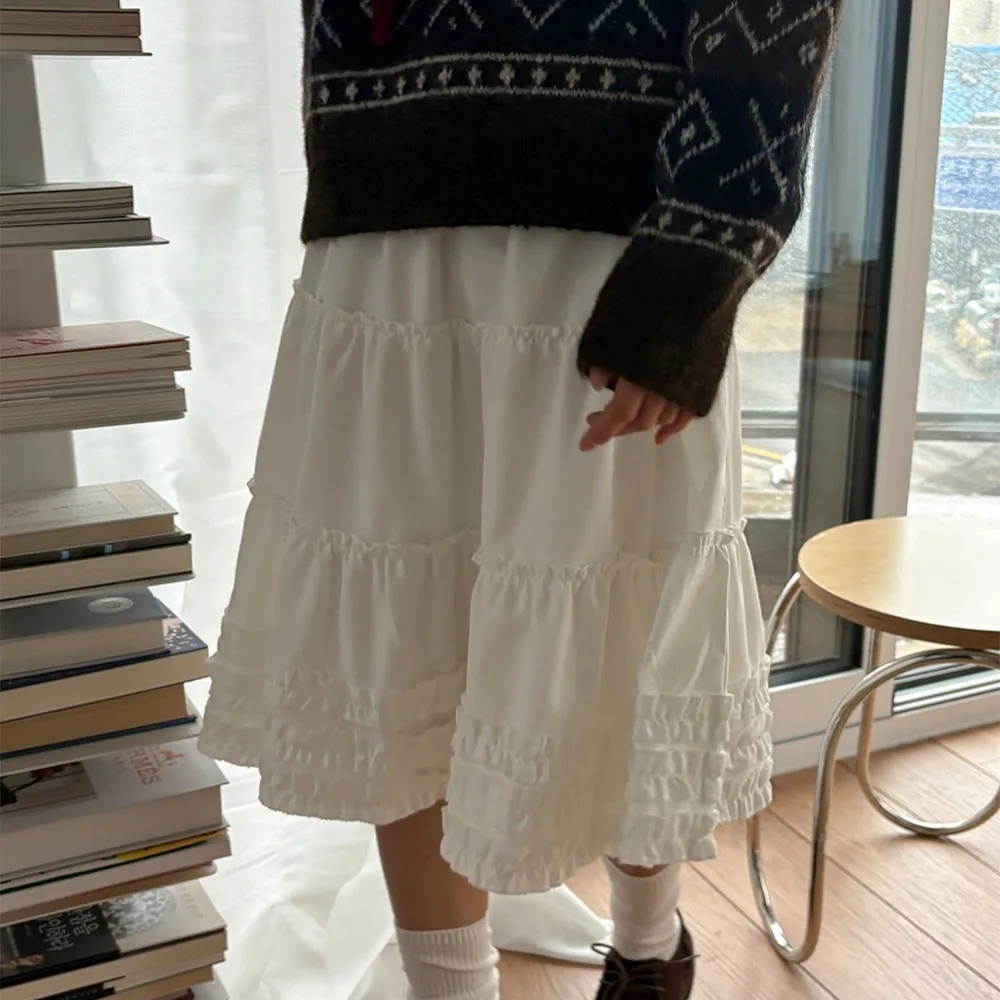 

Ele Korean Sle Earlet Trim Skirt Elastic Waist f-length Women's Faion Spring 2026 Age-defng Commute Design