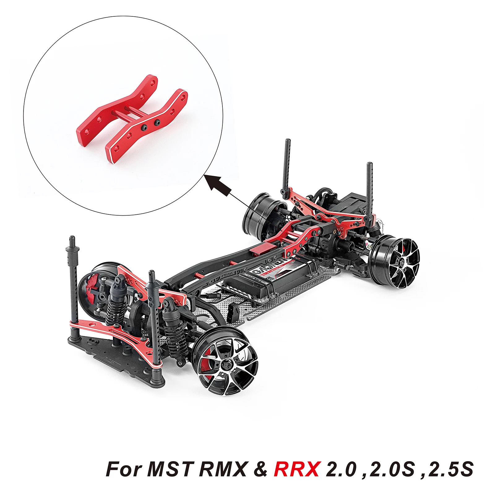 Narrow Vertical High Traction Carbon Fiber Chassis and Battery Holder for MST RMX & RRX 2.0S/2.5S 1:10 Drift Car Black or Silver