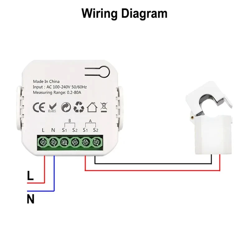 Tuya Smart Life Zigbee Energy Meter Bidirectional 2 Channel With Clamp CT App Monitor Solar Power,80A,110V 240VAC Easy Install