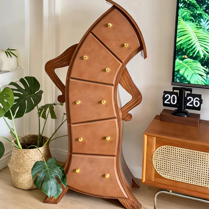 Creative waist chest of drawers Nordic bedroom storage cabinet Robot tilted head decorative cabinet American special-shaped