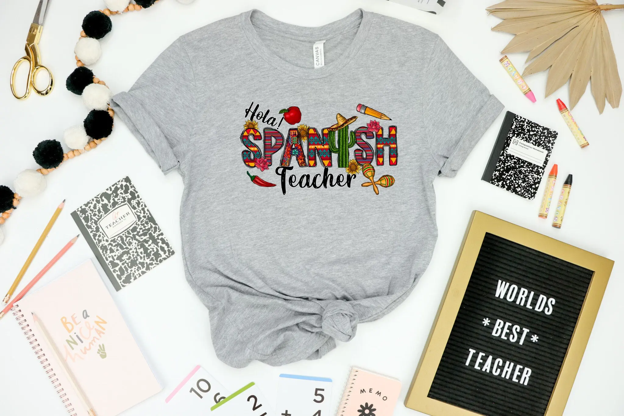 Hola Spanish Teacher T Shirt Maestra Pen Life Day