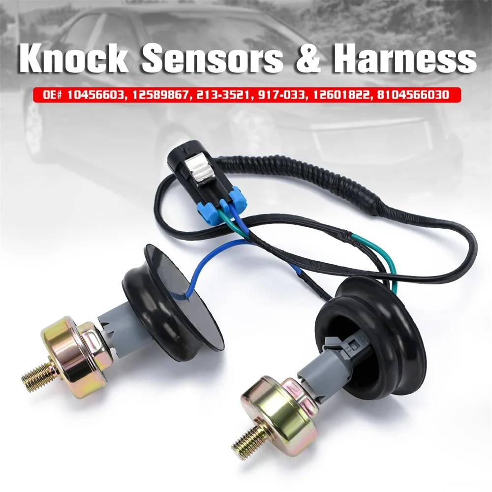 Dual Knock Sensors with Wiring Harness Kit For Chevy Suburban Silverado Avalanche Tahoe GMC Sierra Cadillac 4.8 5.3 6.0L