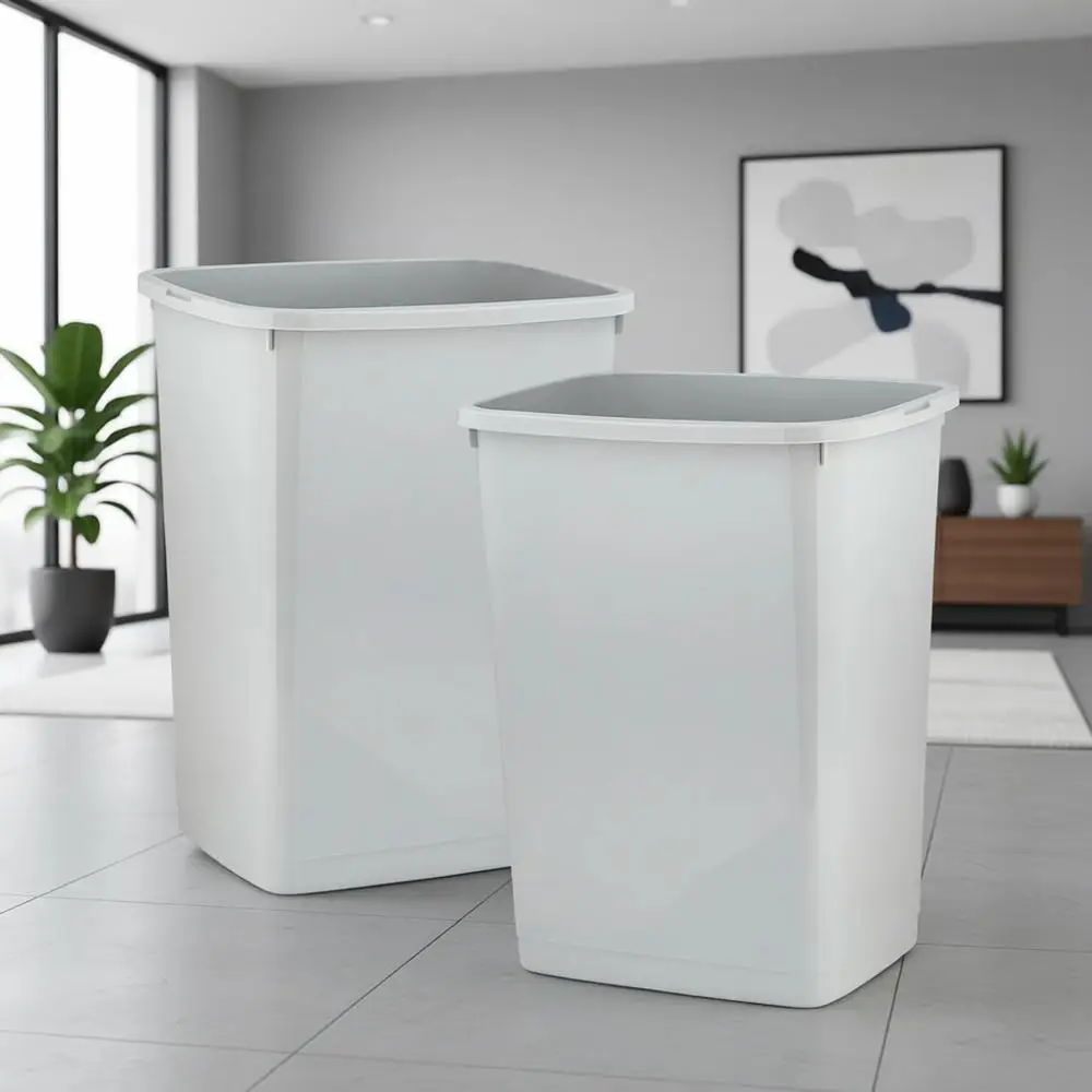 

Узкое мусорное ведро на 9 галлонов - прочный пластиковый контейнер для мусора для небольших помещений, офиса, ванной комнаты, под столешницу (белый дымчатый)