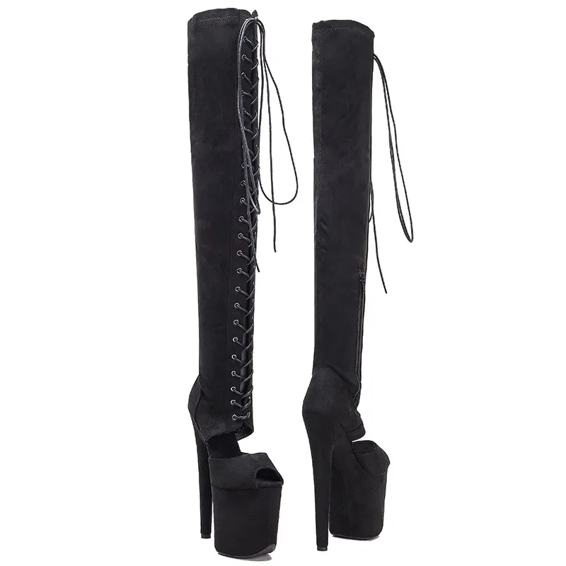 Auman Ale Nieuwe 20Cm/8Inch Luipaard Pu Bovenste Sexy Exotische Hoge Hak Platform Feest Vrouwen Laarzen Nachtclubs Paaldans Schoenen 319