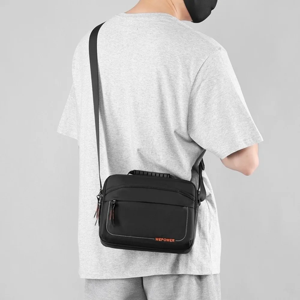 

Multi-pockets Men's Shoulder Bag Large Capacity Multifunctional Business Crossbody Bag Solid Color Adjustable Nylon Waist Bag