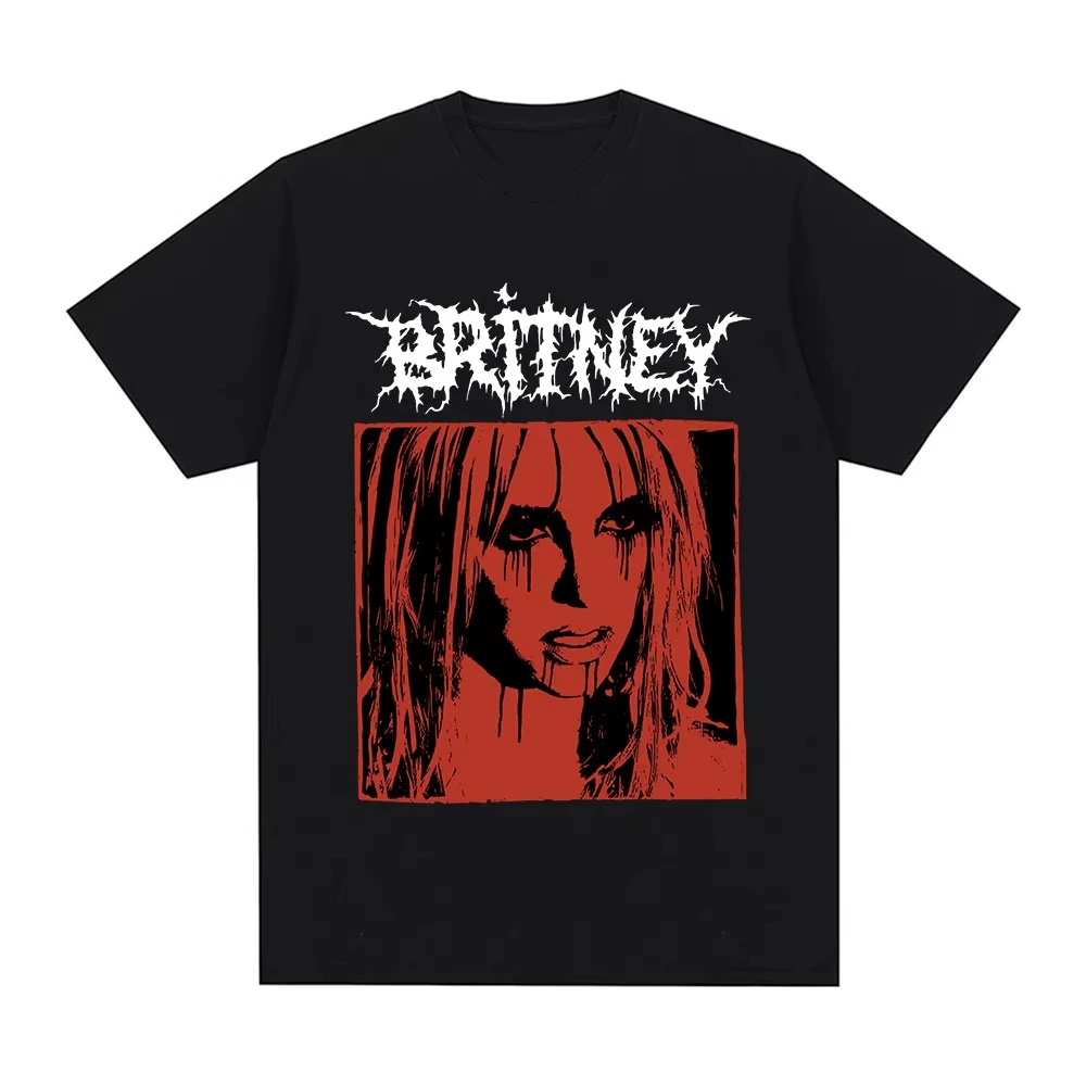 Camiseta con gráfico de Metal Rock de Britney Spears, camisetas de moda Hip Hop para hombres y mujeres, camiseta Vintage de manga corta Harajuku de gran tamaño