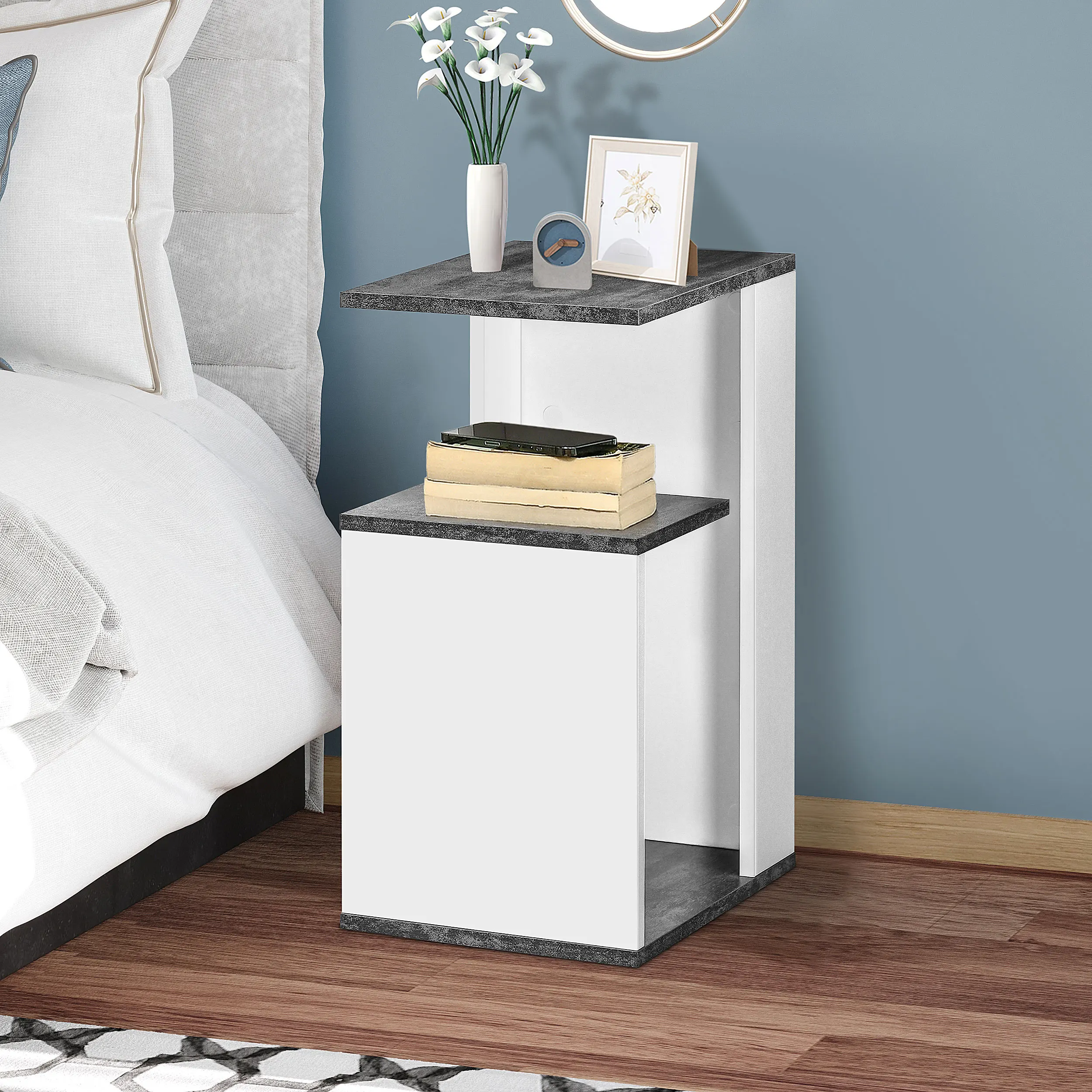 HOMCOM bedside table with 2 living room storage shelves 35x29,5x60 cm