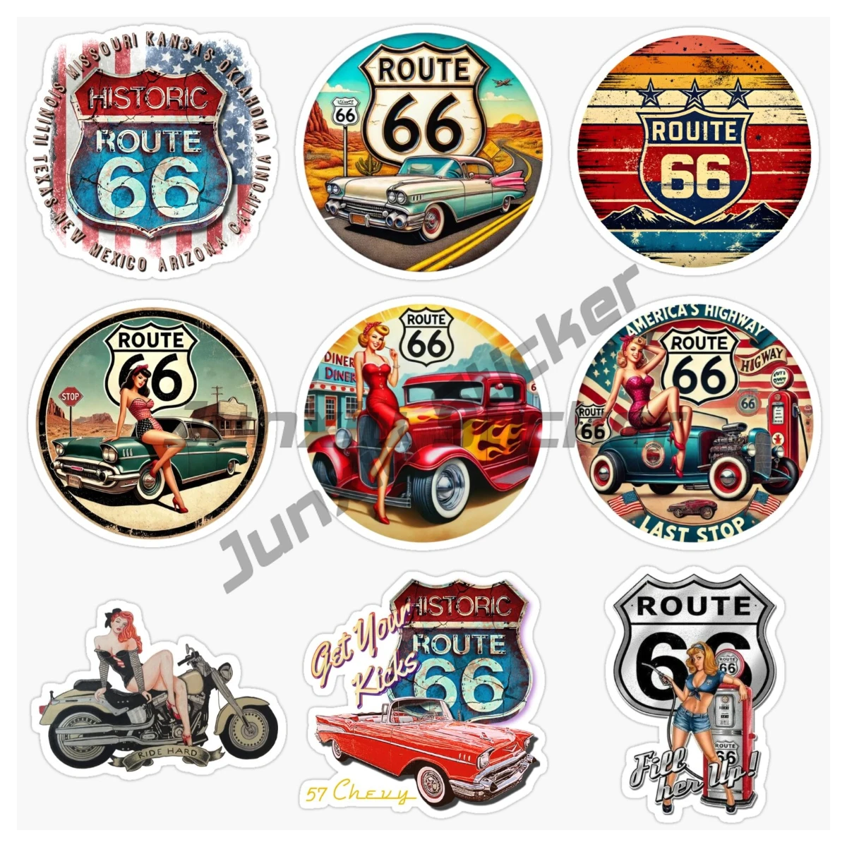 

ROUTE 66 Creative and Sexy Beauty Car Sticker DIY Vinyl Self-adhesive Decor Decals