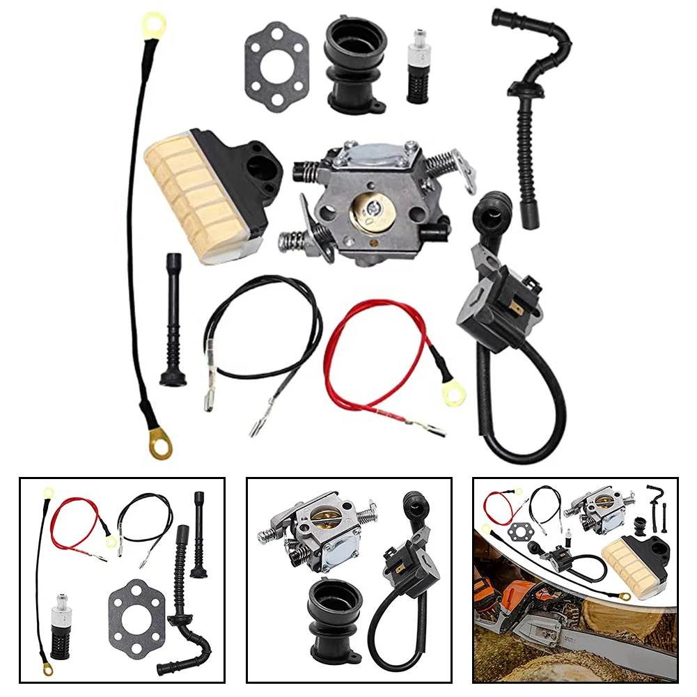 Kit completo de reparación y afinación de motosierras que incluye componentes clave como el carburador para modelos 021 025 y MS210 MS250