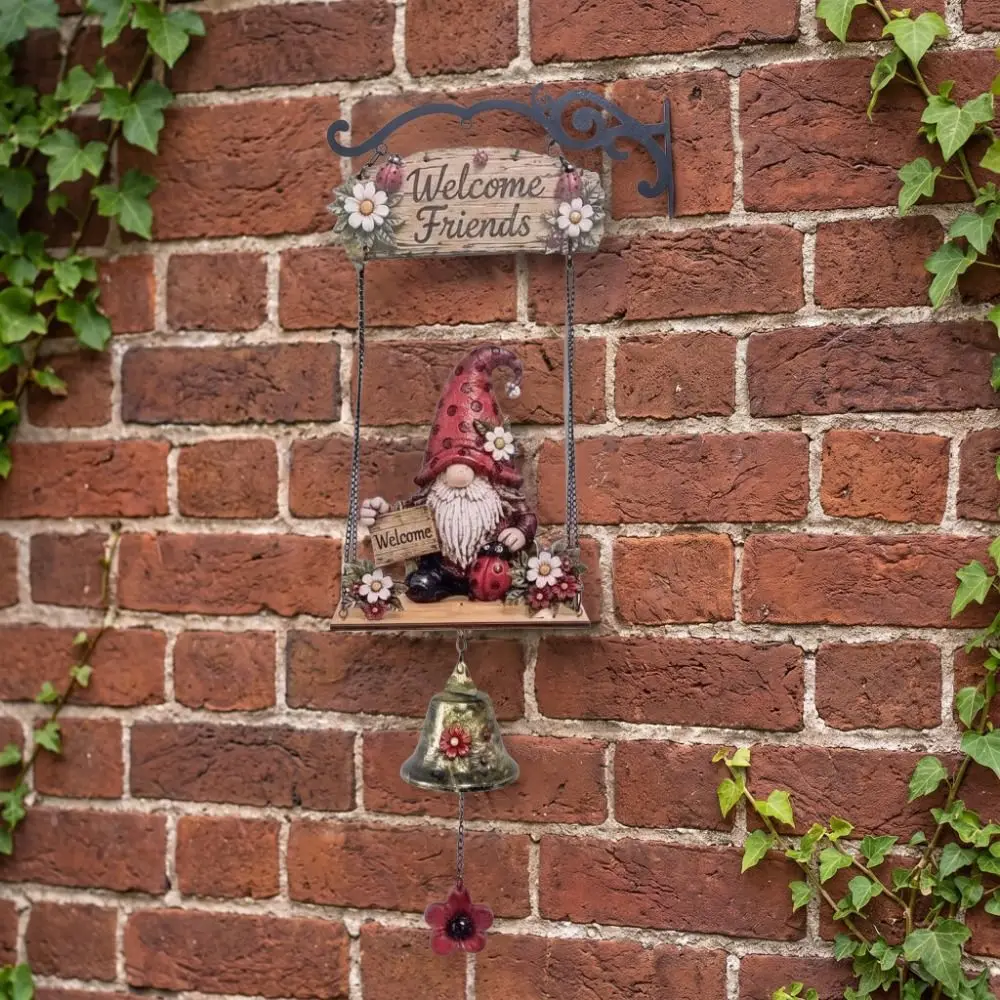 Vintage Metal Wall Mounted Hanging Doorbells Christmas Wooden Gnome Doorbell Home Decor Decorative Welcome Doorbell Ornament