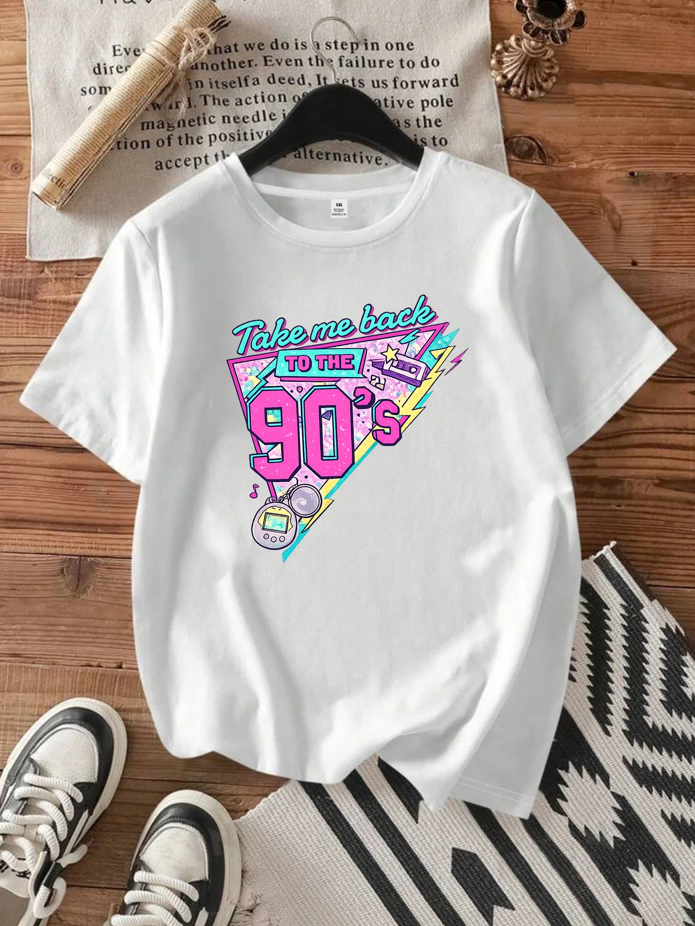 

【WDS0036】Plus size women's round neck short sleeve T-shirt with elastic half sleeves and trendy prints