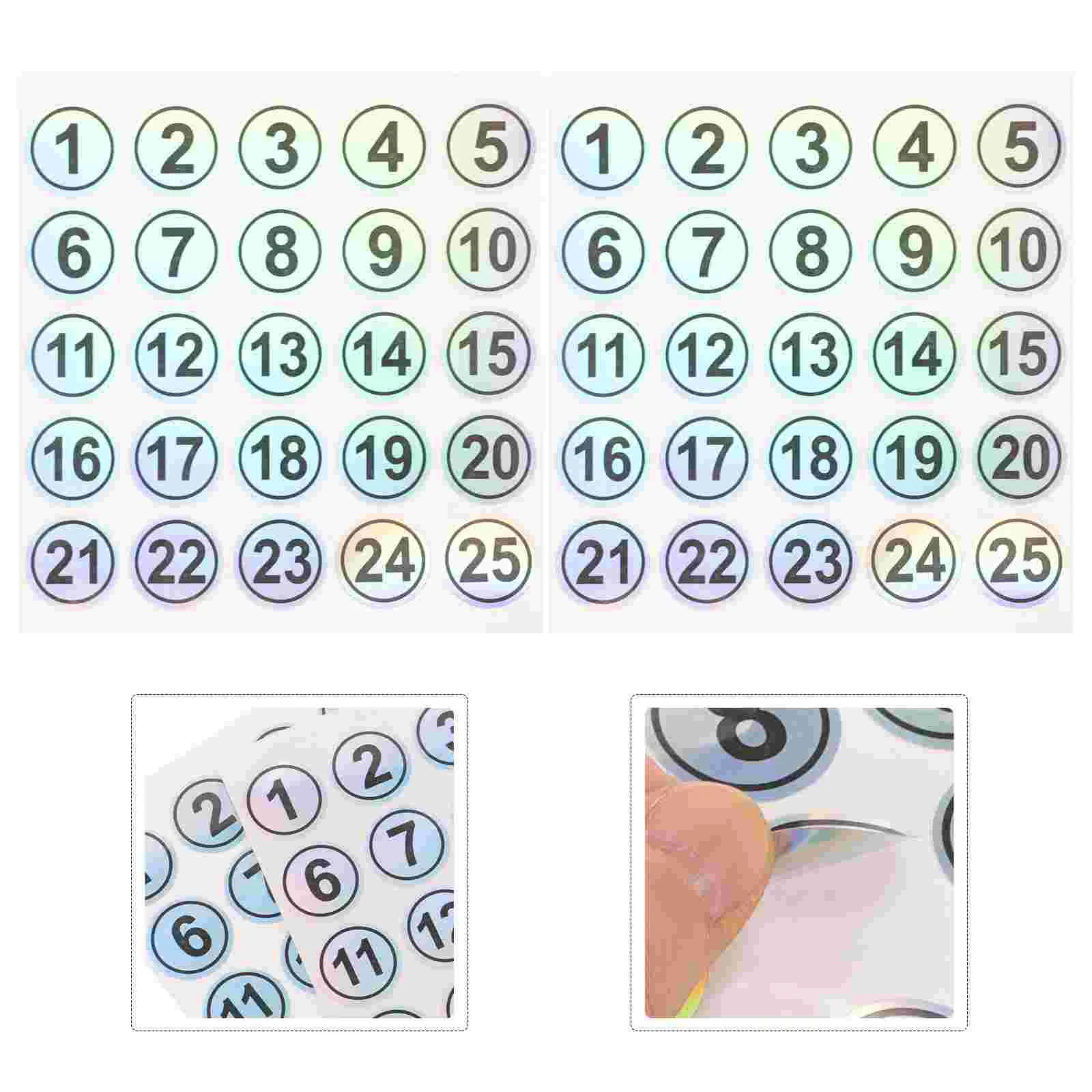 Etiquetas de números consecutivos, pegatinas digitales, redondas multiusos impermeables para oficina
