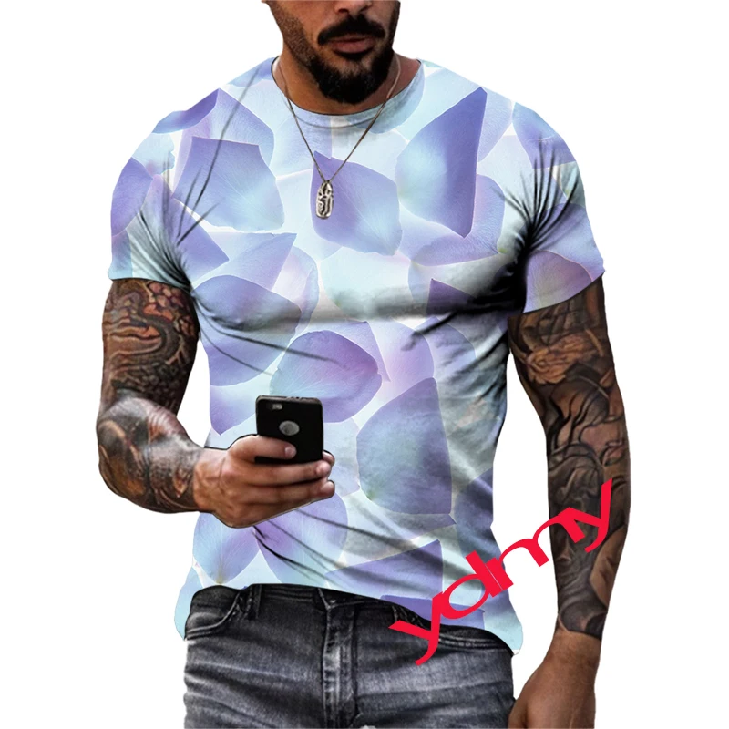 

Summer Flowers And Petals Quick-Dry Men's T-shirt Hip Hop 3D Print Personality Neck Short Sleeve Fashion Clothes