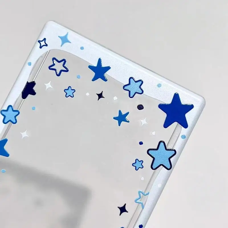 Star Sliding Cover Card Holder Transparent Portable ID Protector for Student Bus Cards Kpop Photocards Photo Storage