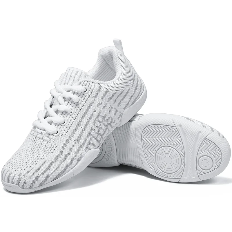 BAXINIER Girls White Breathable and Lightweight Cheer Dance Trainers Perfect for Youth Training and Cheer Competition