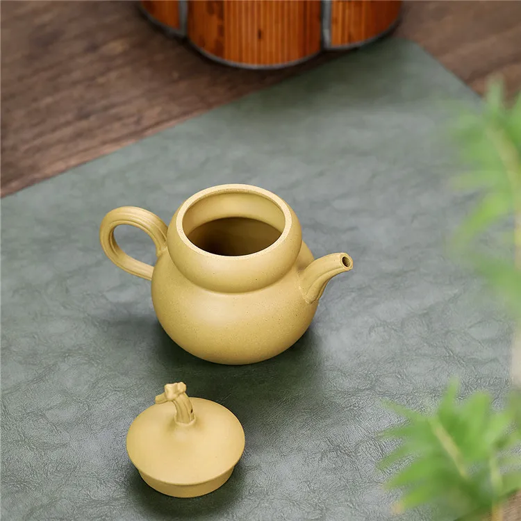 Handmade Gourd Purple Clay Pot Yixing Ore Beige Ingenious Household Gongfu Teapot Boutique Tea Set 180C