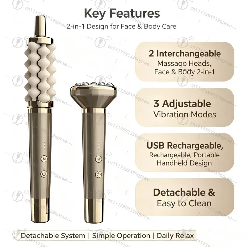 3D wave rotating silicone massage stick cross-border handheld massager, home facial V face shaping soothing care