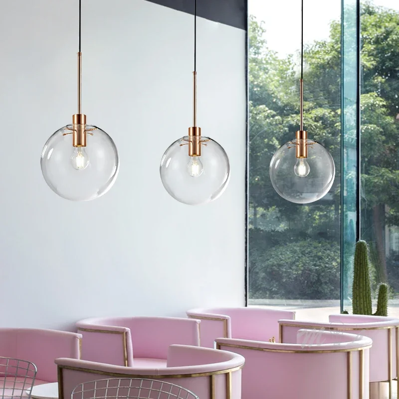 2025 Clear Glass Ball Pendant Lights Home Deco Maison Hanging Light Fixture Led Hanglamp For Kitchen Bedroom Restaurant Luminair