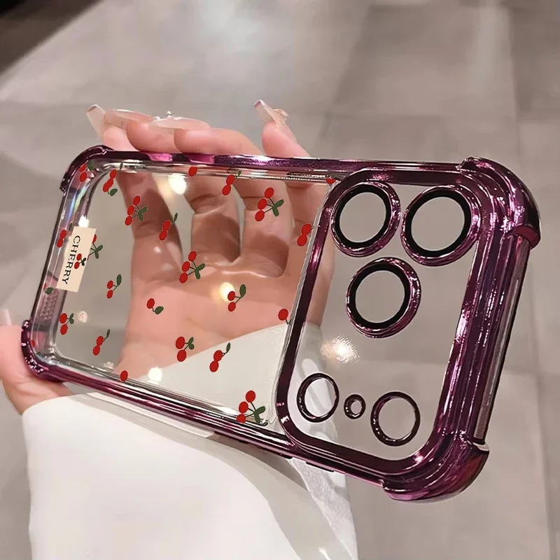 Flower Cherry Burgundy Phone Case For Samsung Galaxy A24 A14 A34 A25 A35 Note 20 S23 S22 Ultra S21 Plus S20 FE A05 A05S A52 A53