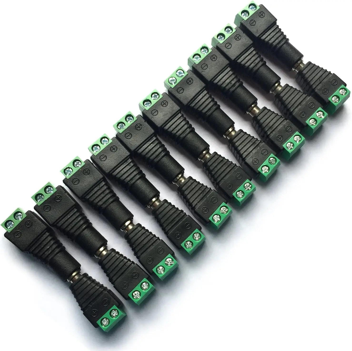 Adaptador de Conector de Alimentação DC 12V Macho+Fêmea 2.1x5.5MM para Câmera de Segurança CCTV e Fita LED