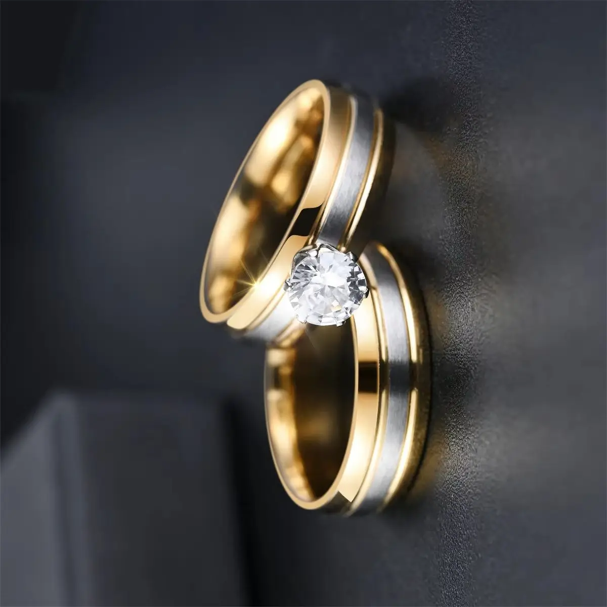 Autumn Round Cut Diamond Custom Ring Personalized Stainless Steel Ring Promise Wedding Women's Anniversary Valentine's Day Gift