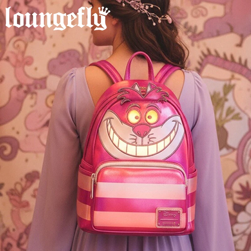 Loungefly Alice en el País de las Maravillas, Mini Mochila con Cartera y Solapa con Broche del Gato de Cheshire