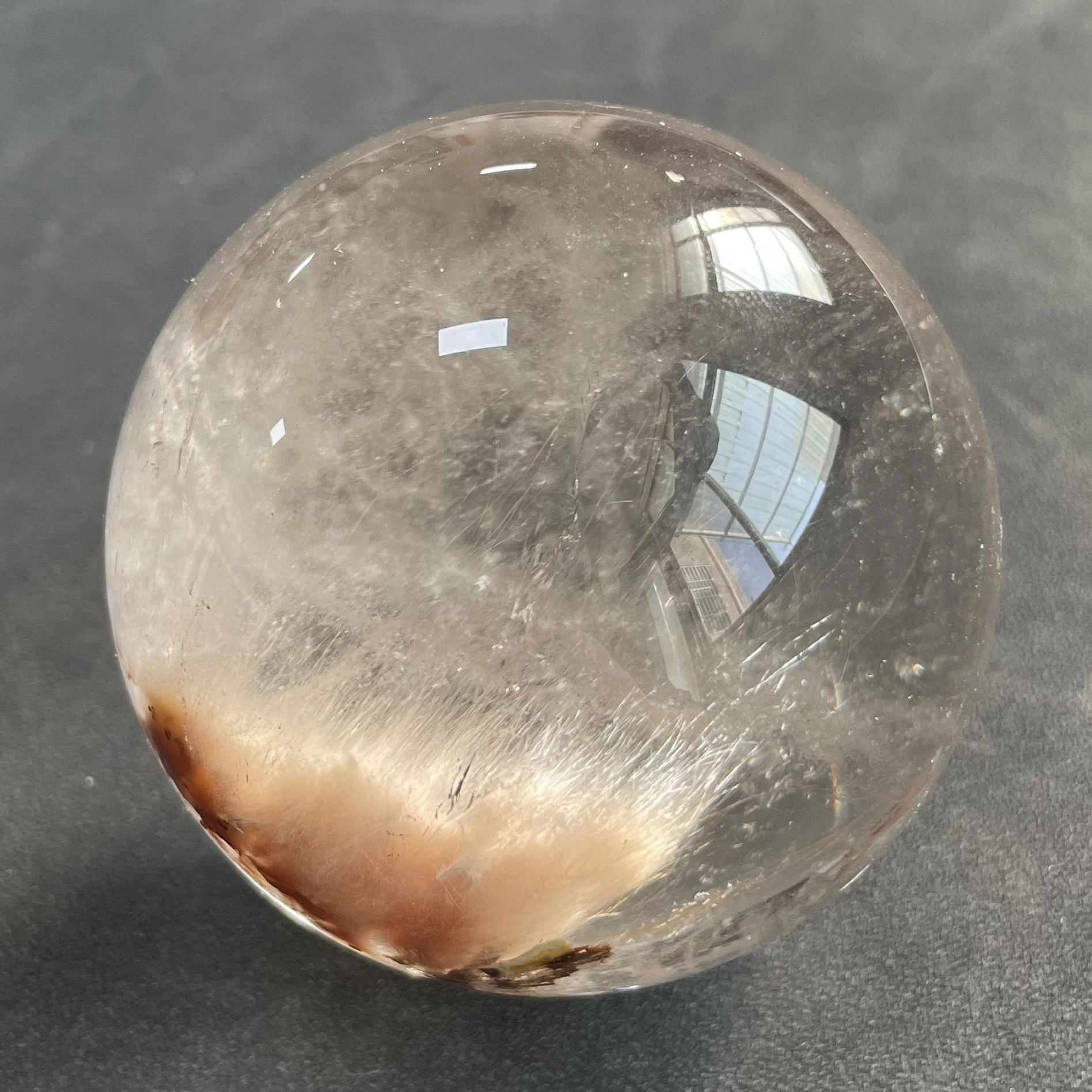 

389g Natural Quarte Rutilated Rabbit Hair Crystal Ball Polished Quartz Sphere Reiki Healing Gift Room Decor Fengshui Y1327