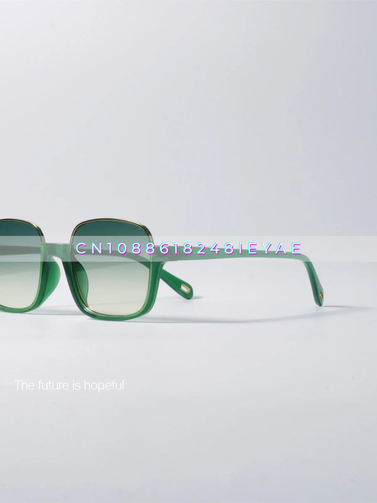 

Niche Design Gradual Change Green Sunglasses Uv400 UV Radiation Half Frame Gradual Change Color Sunglasses