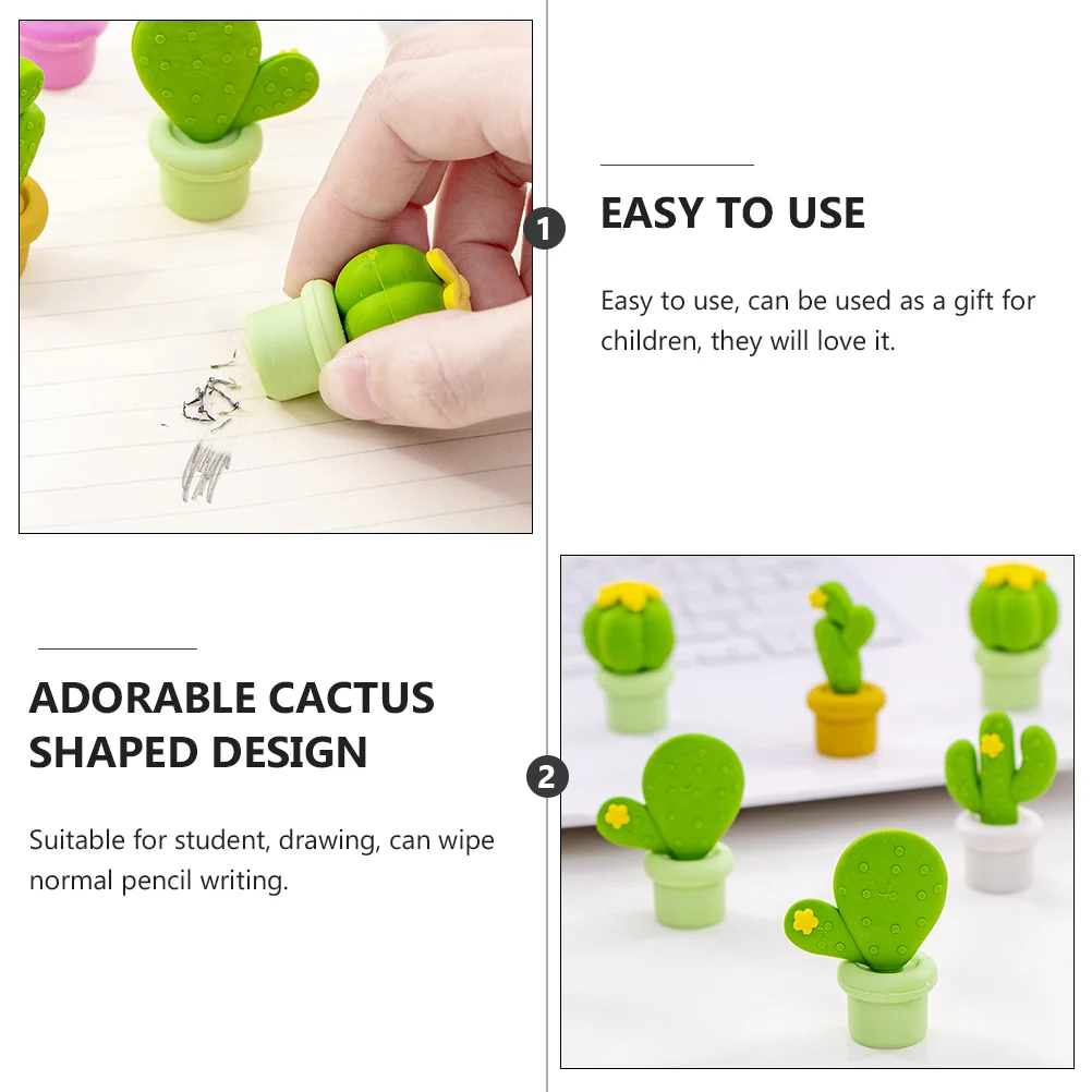 15 Stuks Gum Set Gummetjes Voor Kinderen Student School Schattige Cartoon Nieuwigheid Studenten Rubber Eco- Cactus