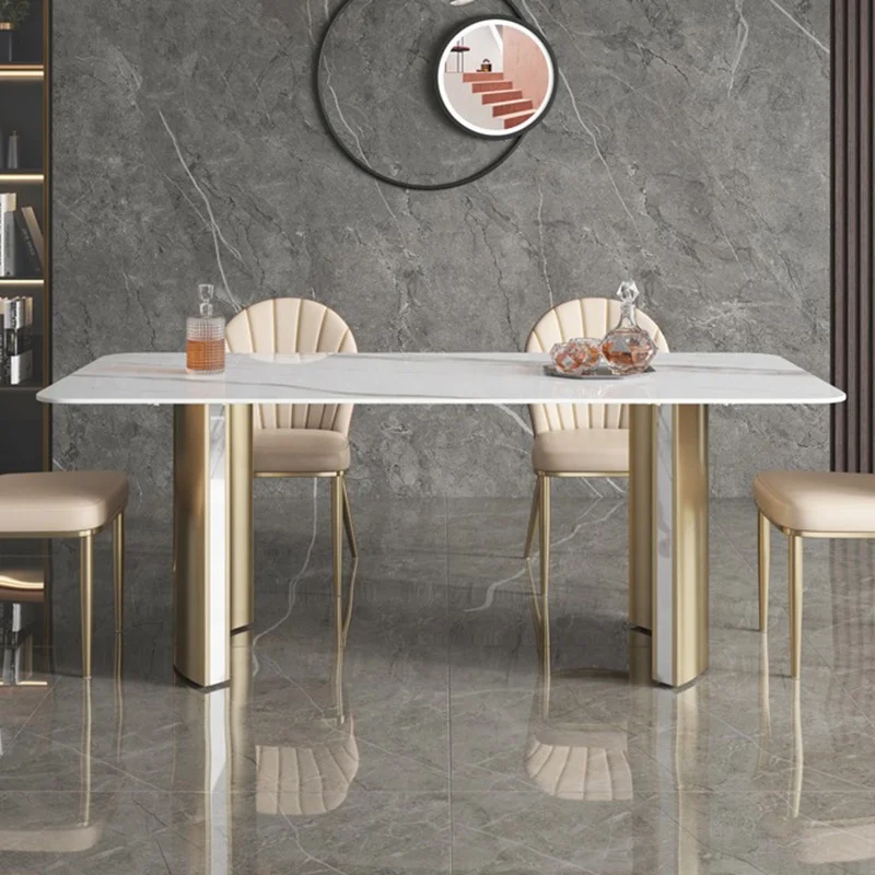 &c Rock Plate Minimalist Dining Table Modern Dining Room Furniture Brushed  Stainless Steel Base