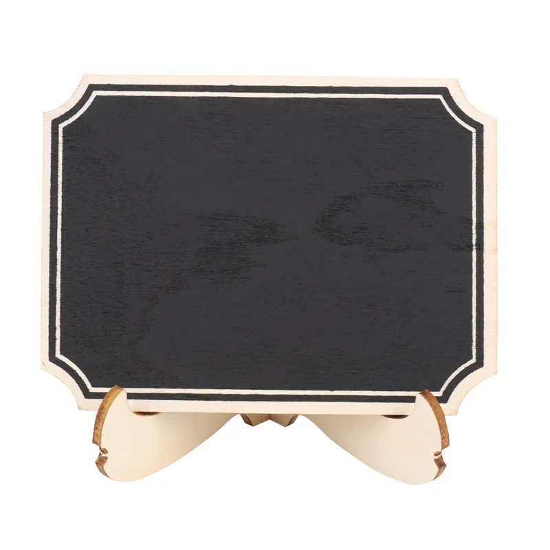 80 pacotes de mini quadros com suporte de cavaletes, cartões de lugar, retângulo pequeno, quadro negro de madeira-ABXK