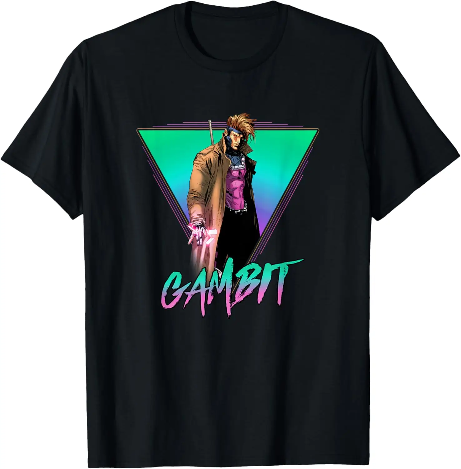 

Marvel X-Men Gambit Epic Neon 80's Style Retro Portrait T-Shirtmen t-shirt