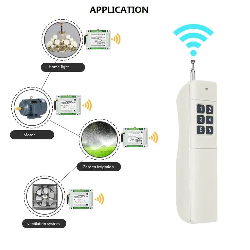 Беспроводной пульт дистанционного управления, 433 МГц, 12/24/36 В постоянного тока, 6 каналов, 2000 м