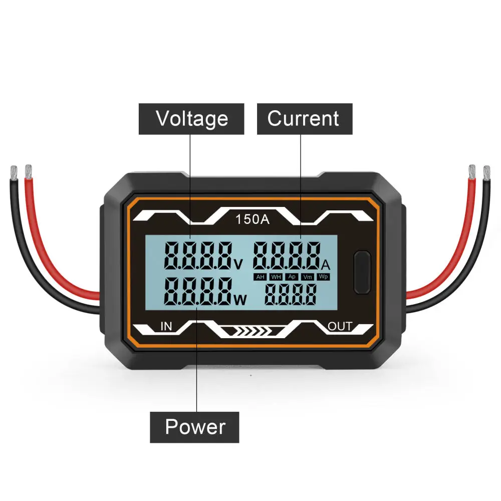 DC Power Meter Voltage Current Watt Tester Multi Functional Digital Gauge Monitor 20A 100A 150A Electrical Measurement Device