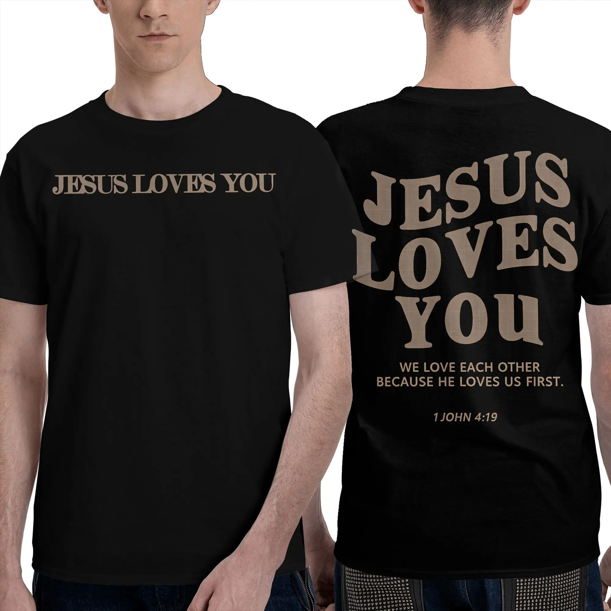 Mens T-Shirt Christian Believer Faith God Religious T Shirts Popular  Summer Tees Vintage Design Cotton Tops Birthday Present