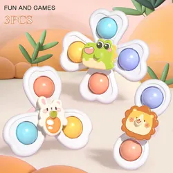 3PCS Suction Cup Baby Bath Funny Game Spinner Toy Educational Toys For Children Girls Boys Infant Sensory Shower Gift