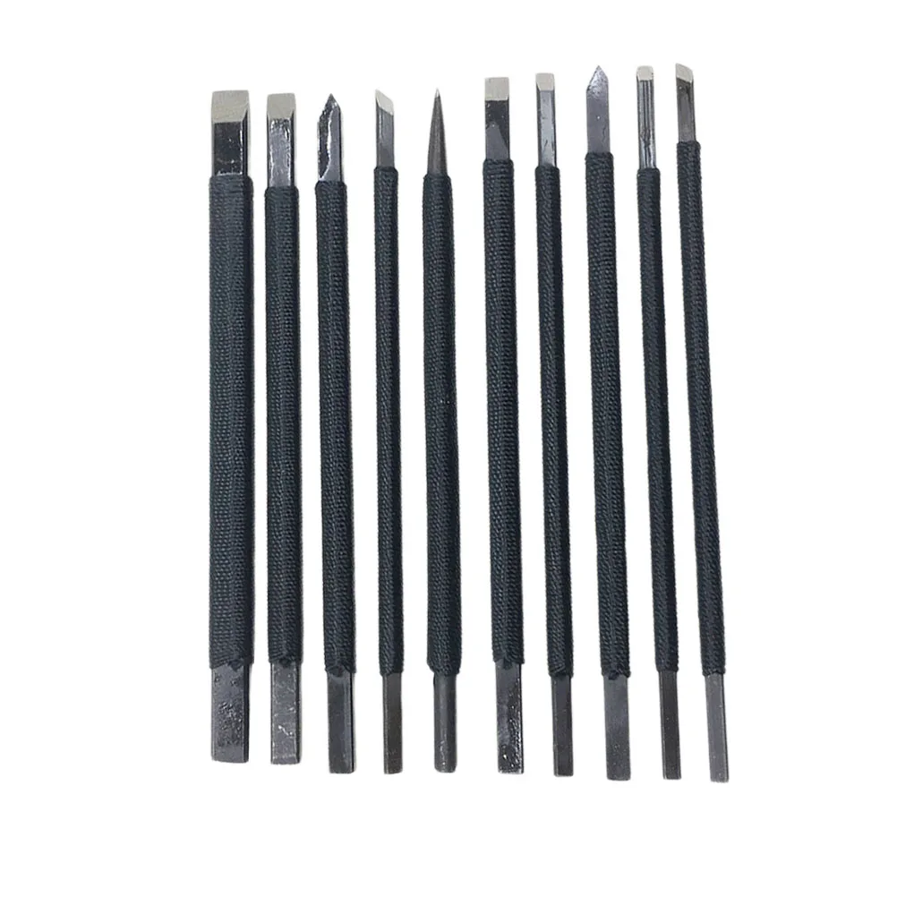 

10pcs Seal Carving Tools Tungsten Steel Engraving Hand Stone Lettering Durable Hobbyist Set for Shoushan Balin Liaoning