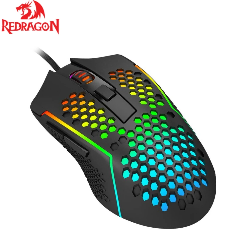 

Redragon Lightweight 55g Honeycomb Gaming Mouse RGB Backlit Wired 6 Buttons Programmable 12400 DPI for Windows PC Computer