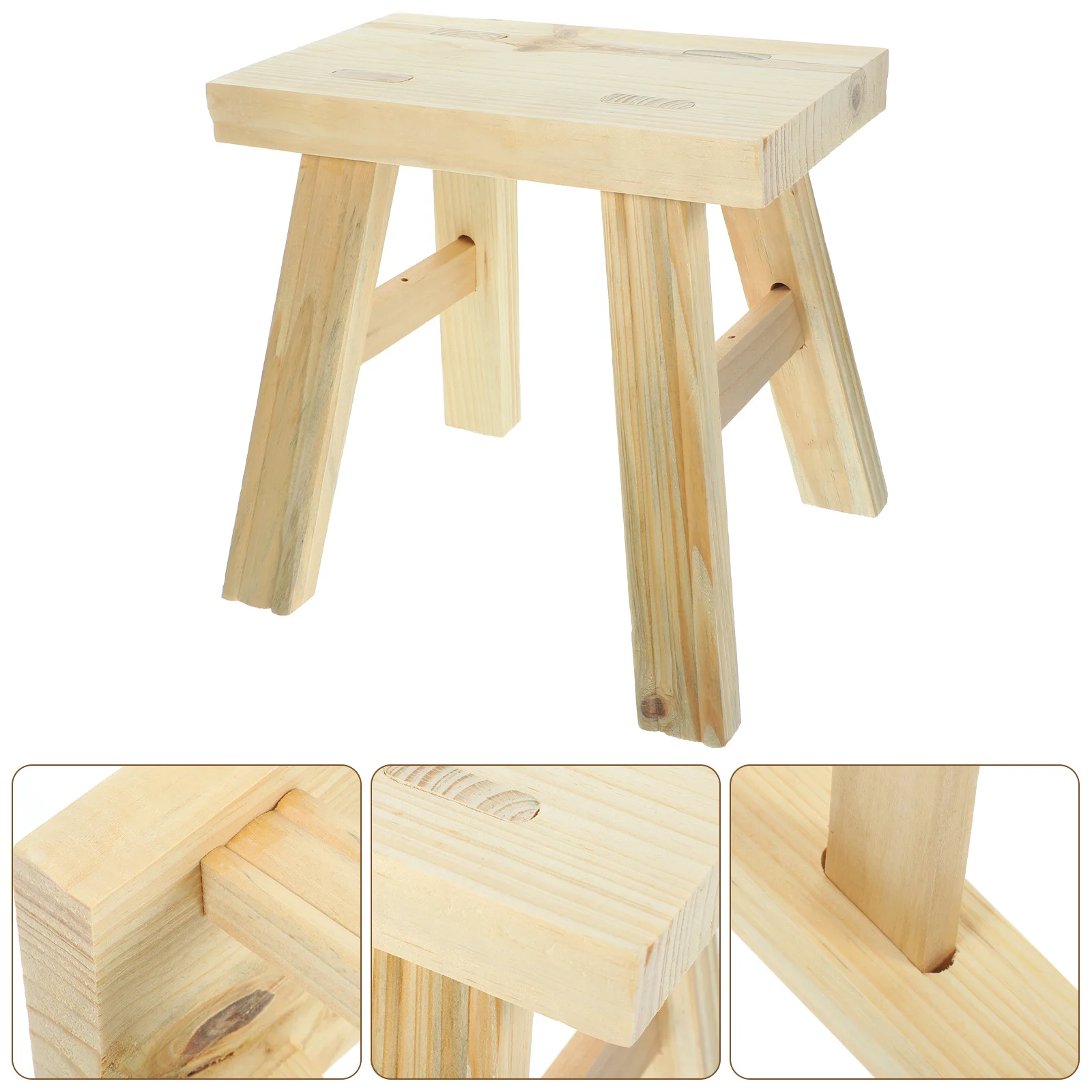 

Small Wood Footstool Practical Living Room Stool Shoe Changing Step Stool Wooden Furniture Household Footrest