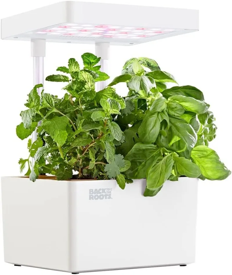 Hydroponic Grow Kit, Indoor Garden with Light (Matte White), Organic Seeds Included, Gardening Gift, Everything Included