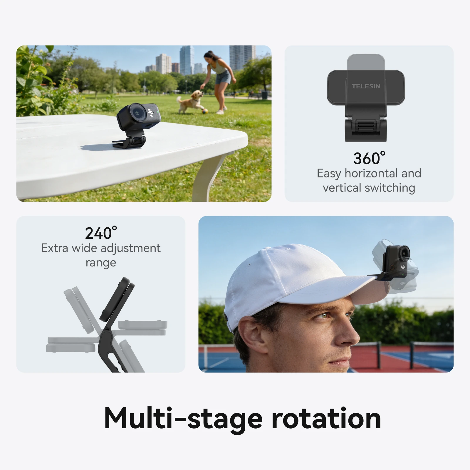 TELESIN Magnetyczny Klips do Mocowania na Czapkę z Szybkim Zwalnianiem Regulowany Kąt do DJI OSMO Nano Insta360 Go Ultra Akcesoria do Kamer Sportowych — zdjęcie produktu 5