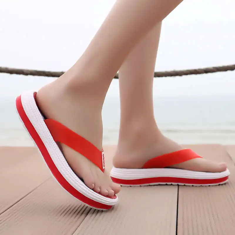 Autumn Footwear Home Slippers Women Rubber Hard-Wearing Luxury Woman Flip Flops High Heel Sandal For Women Slip-On Shoes Tennis