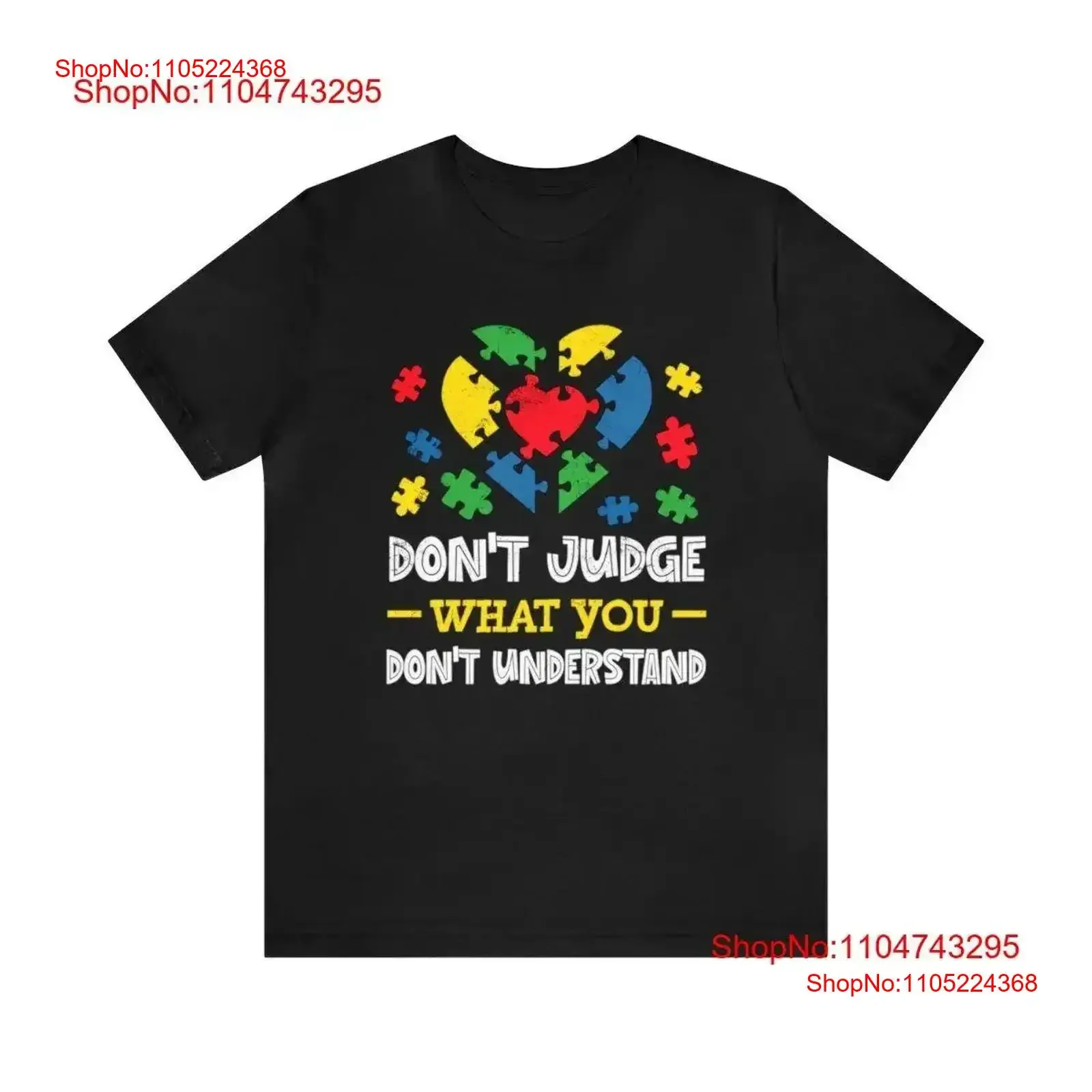 Sensibilisation à l'autisme Puzzle coeur Ne juge pas empattement t-shirt vintage lavé décontracté capote pour un usage quotidien élégant respirant