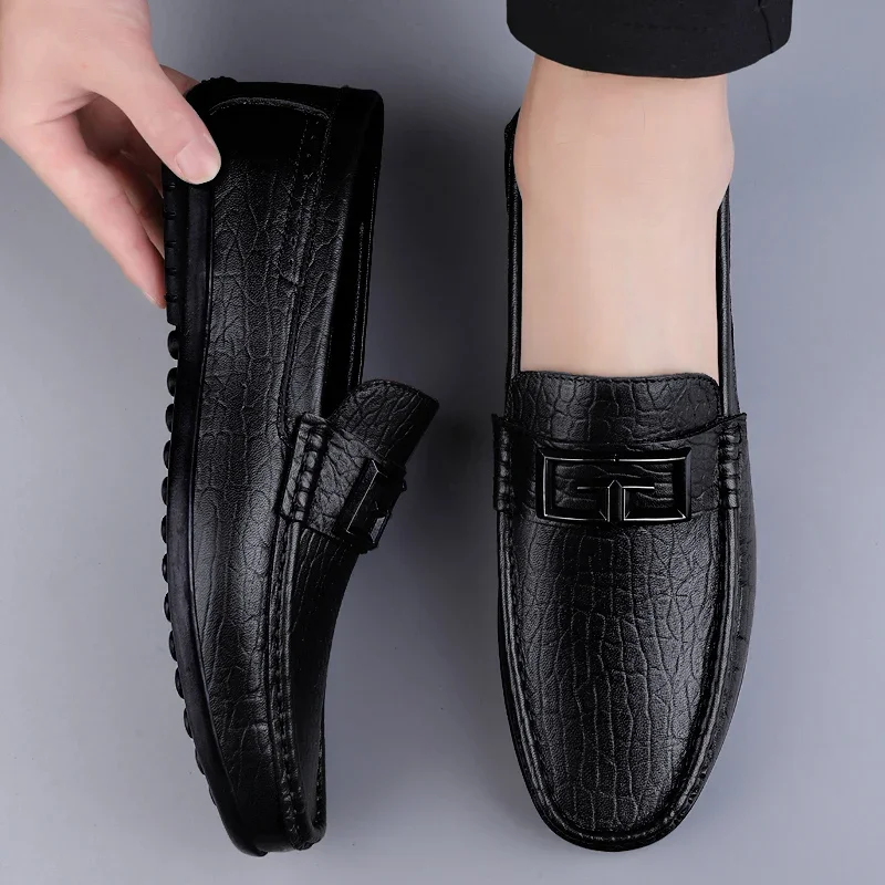 2023 Genuine Leather Mens Loafers Moccasins Shoes Designer Men Casual Handmade Formal Slip on Male Boat Shoes Zapatillas Hombre