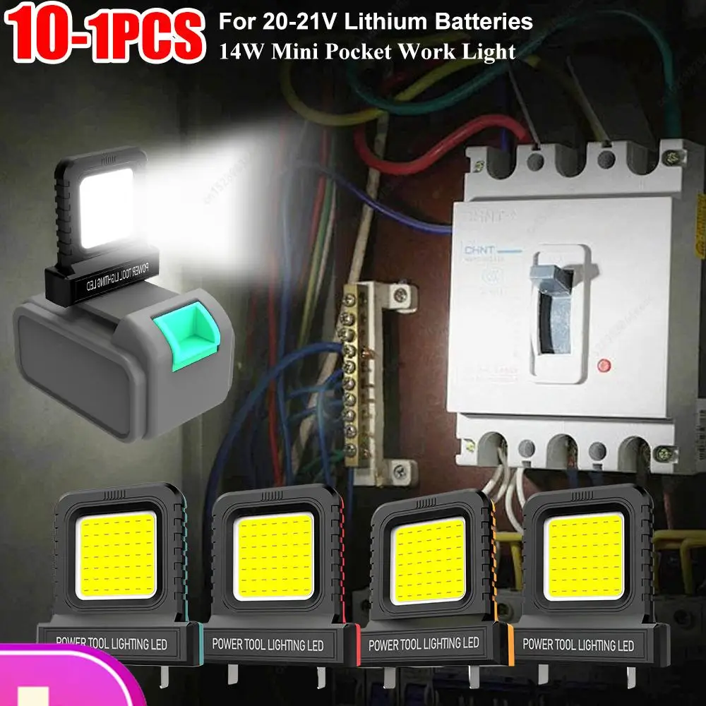 14W Mini Pocket Work Light with 2 Modes Lighting Strong Light Super Bright Spotlight For 21V Battery for Car Repair Camp Fishing