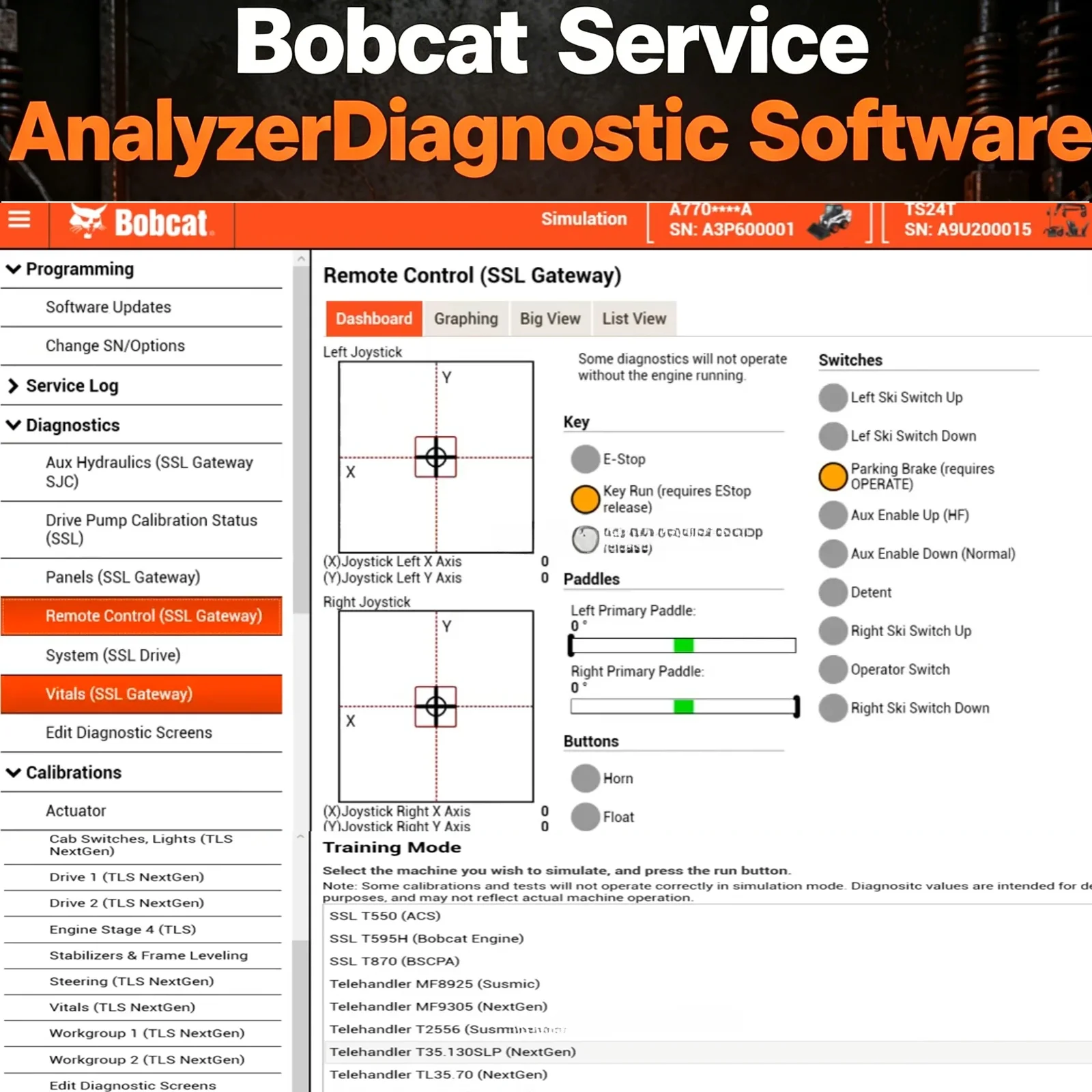 B0bcat Service Analyzer 92.07 2024 Programming and Diagnosing The B0bcat Technique 92.00 Change SN  Clear Controller Data Vitals