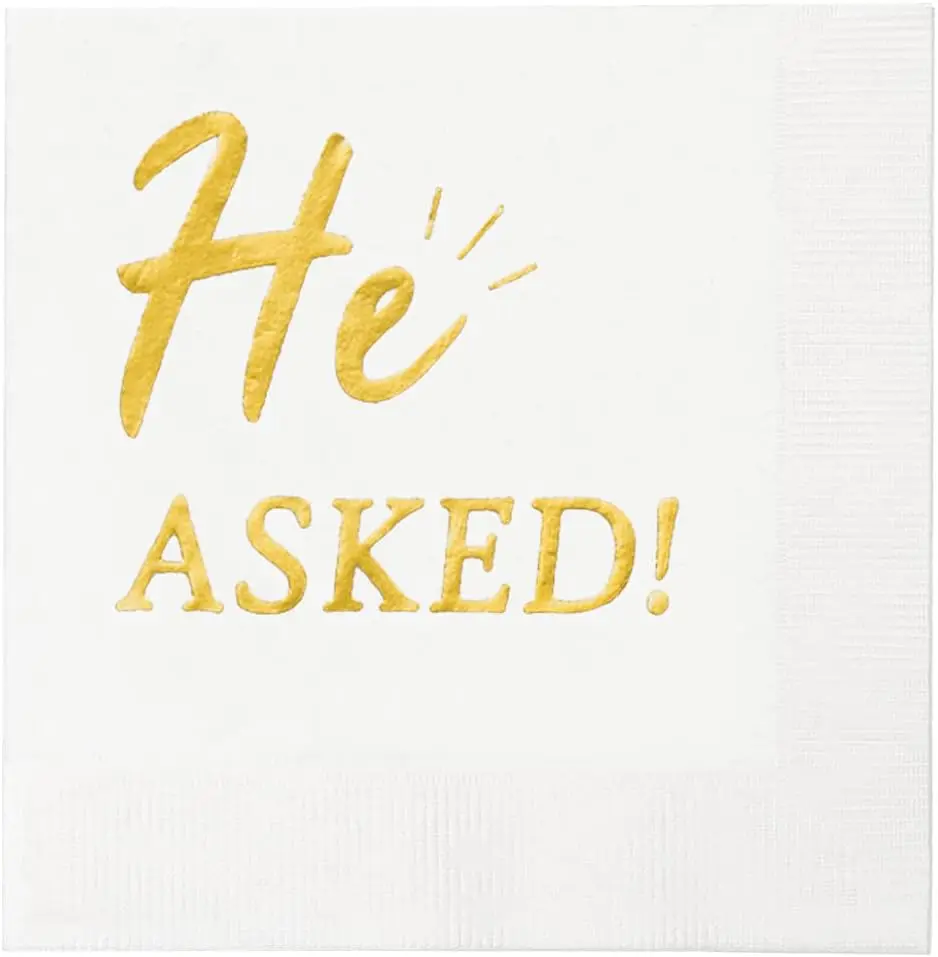 

Disposable Gold Paper Napkins for Wedding, Bridal Shower, Bachelorette Party, Cocktail Napkins, "He Aso!", 100Pcs